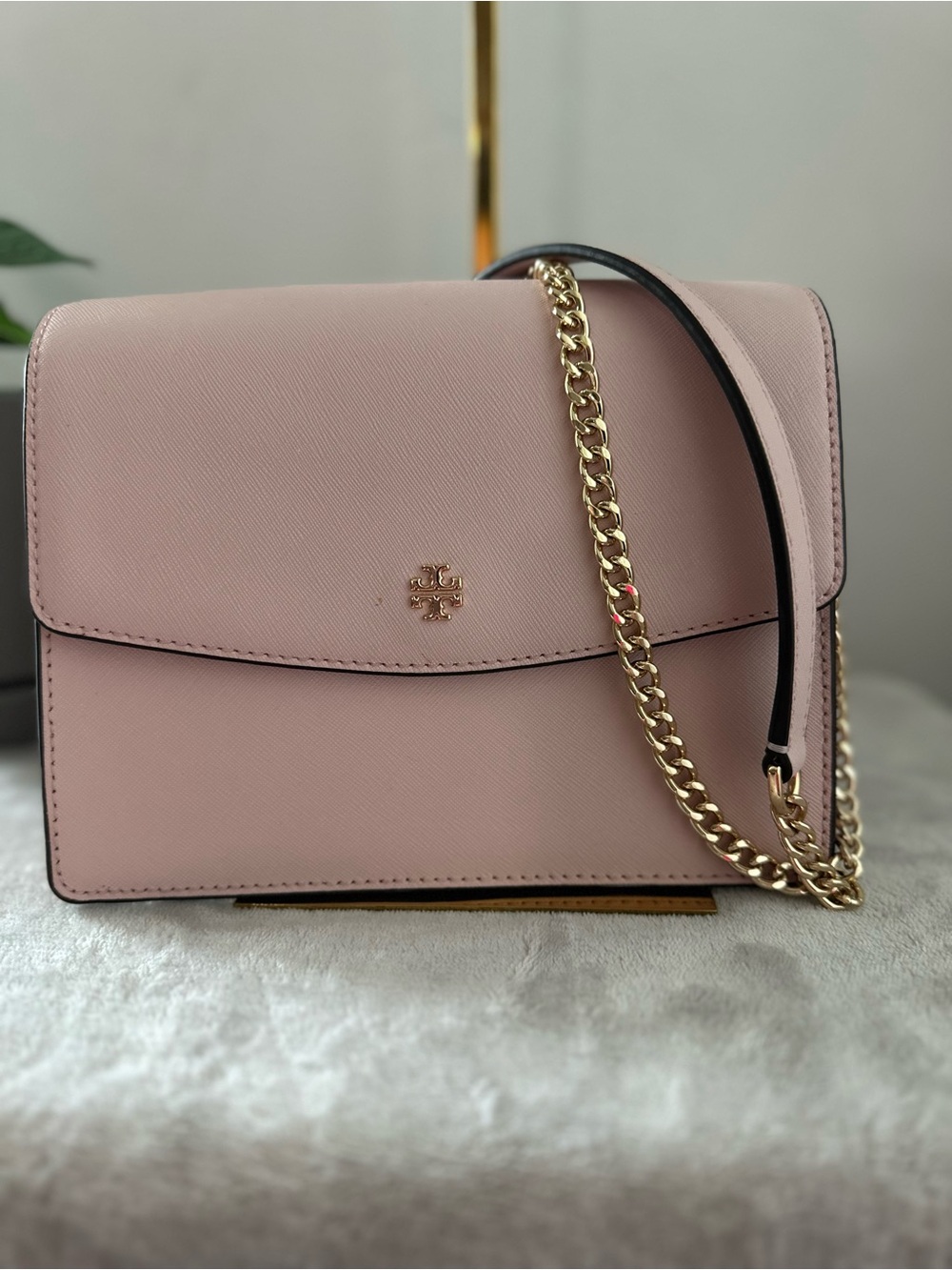 Tory Burch Blush Pink Leather Chain Crossbody Bag